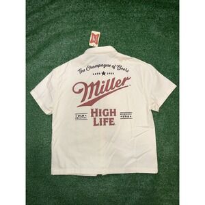 Miller High Life Mens Short Sleeve Button Up Shirt The Champagne of Beers NWT Sm